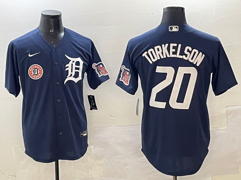 Men Detroit Tigers 20 Torkelson Drak Blue Game 2025 Nike MLB Jersey style 3